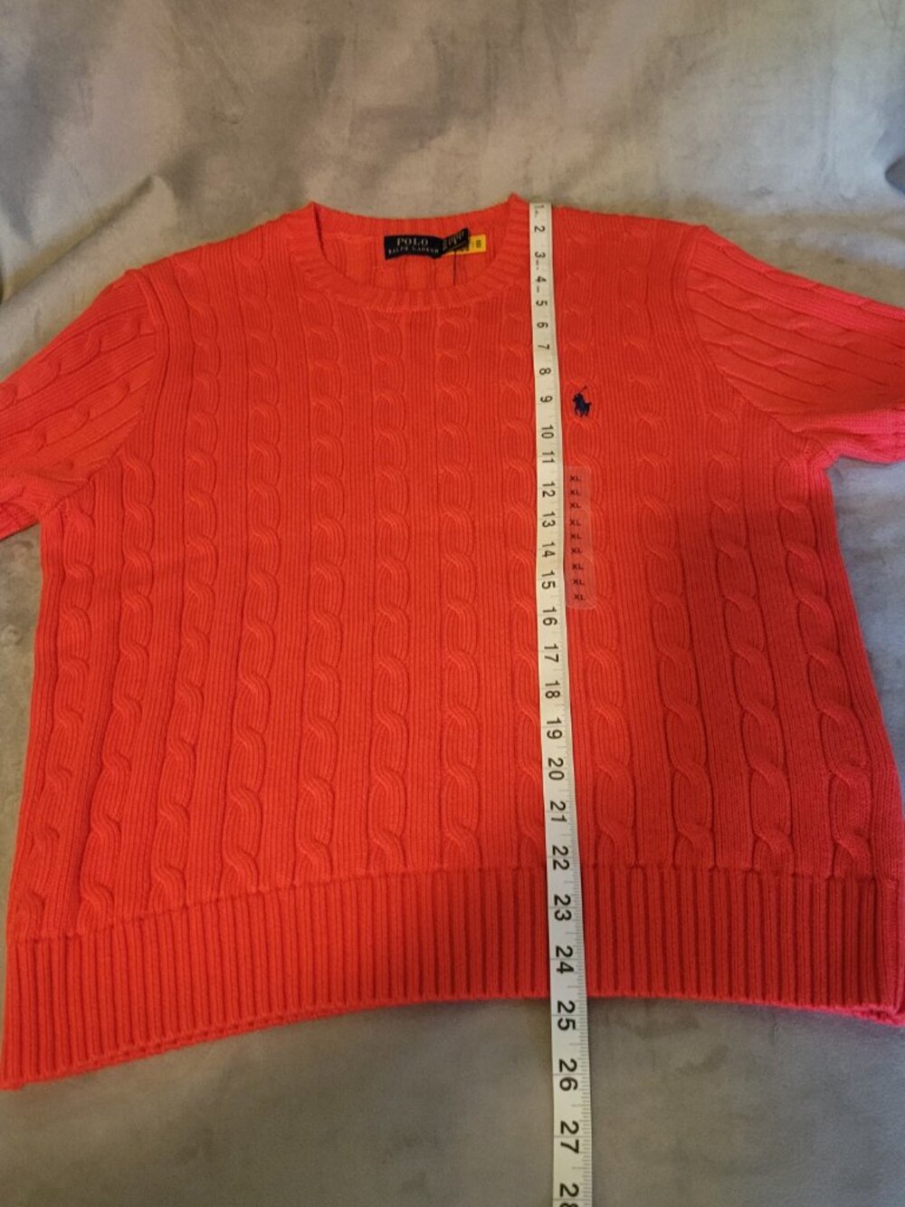 Polo Ralph Lauren Salmon Red Cable-Knit Short Sleeve Crew Pullover Sweater L/XL - Picture 9 of 13